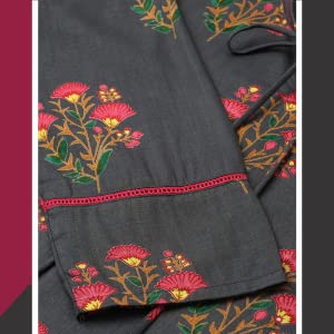 Kipek Women's Rayon Buta Print Mirror Work Straight Tunic Kurti SPN-FOR1