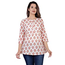 SIDDHANAM Orange Printed 100% Pure Cotton top