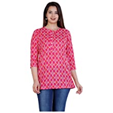 SIDDHANAM Trendy Pure Cotton Printed Pink Casual wear top